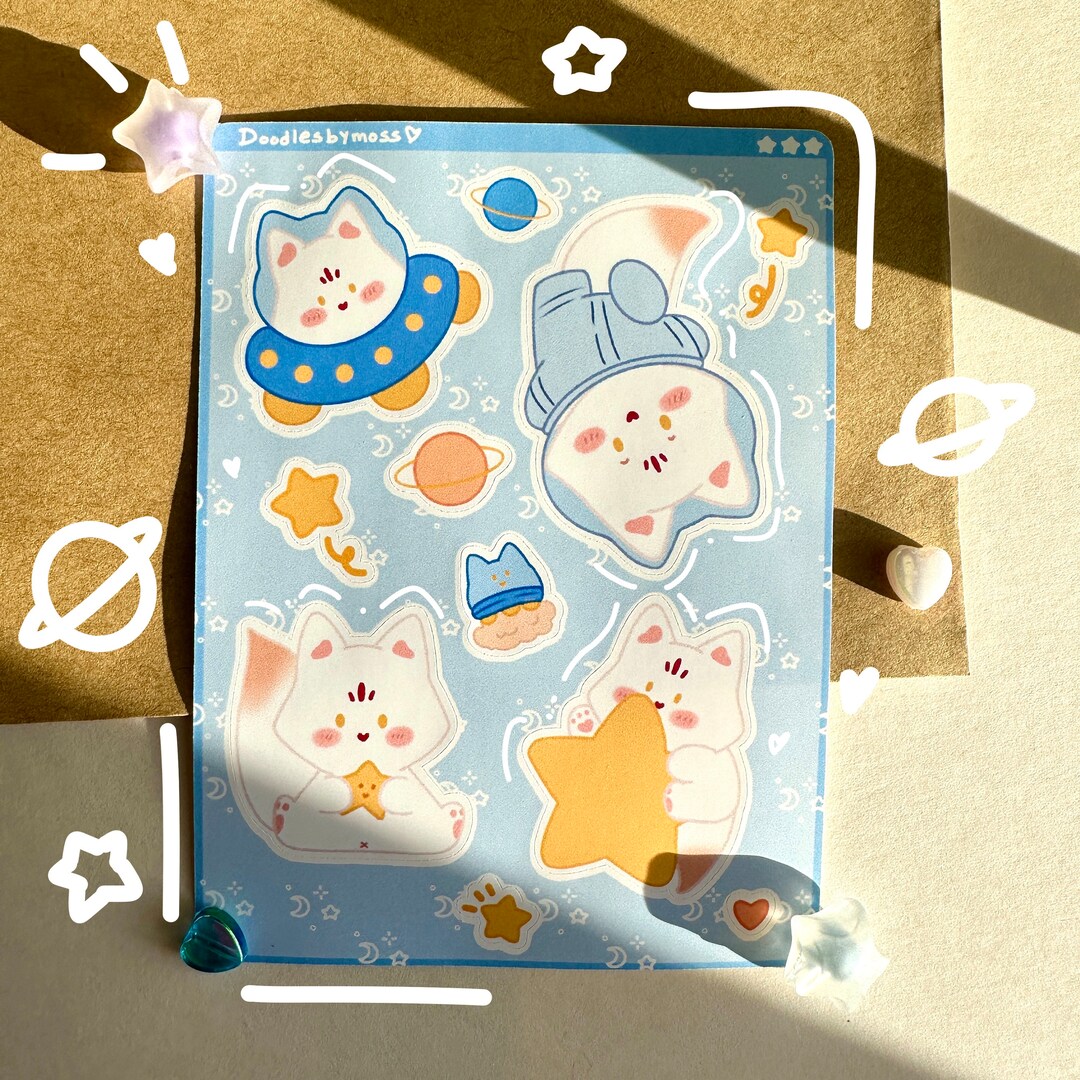 Fox and Space Sticker Sheet Cute Kawaii Bullet Journal - Etsy