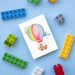 Carte de voeux: Petit renard et montgolfière