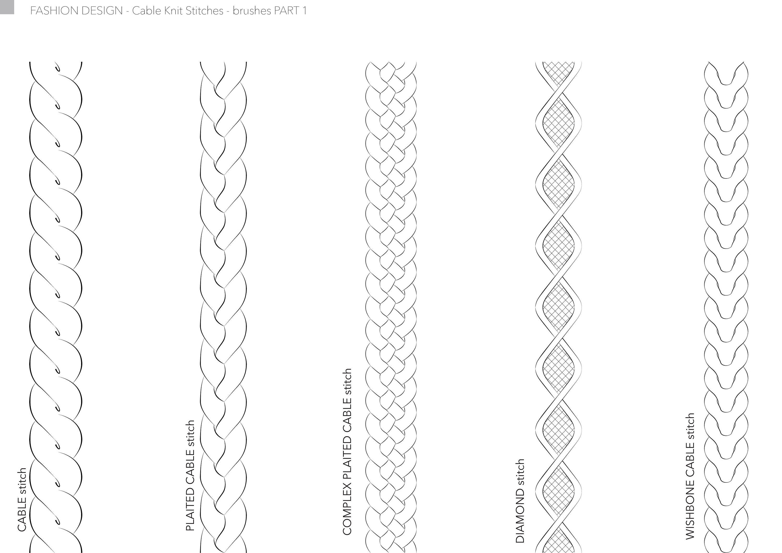 Cable Knit Stitches PART 1 Library for Adobe Illustrator (Instant