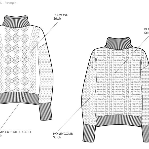 Basic Aran Knit stitches library for Adobe Illustrator