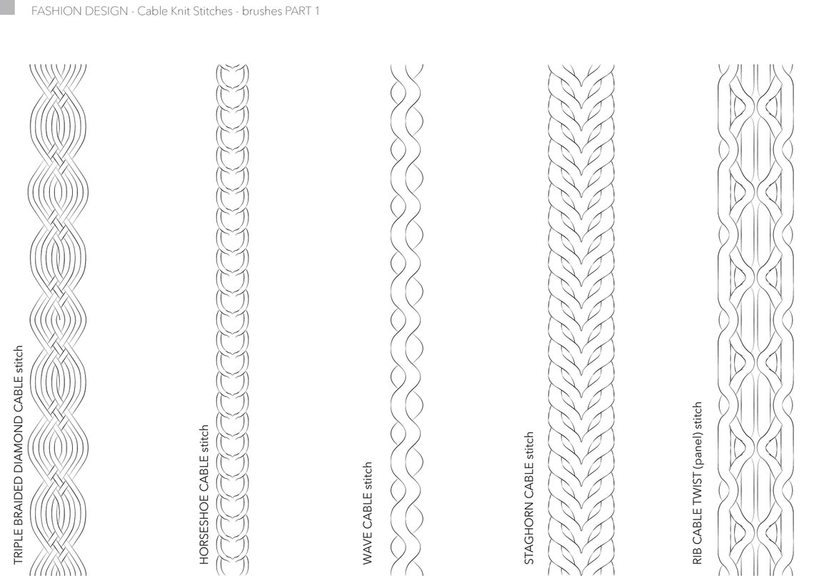 Cable Knit Stitches PART 1 Library for Adobe Illustrator (Instant