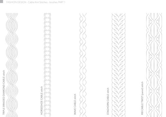 Cable Knit Stitches PART 1 Library for Adobe Illustrator