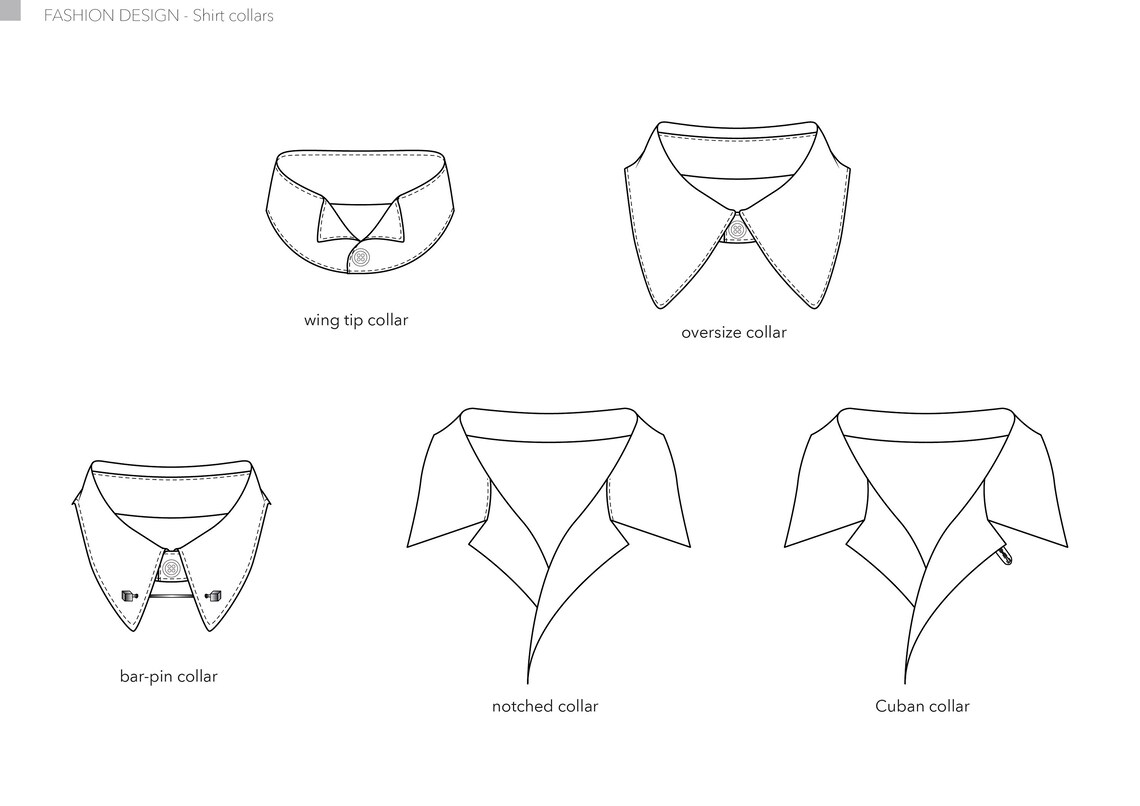 Vector Shirt Collars Library for Adobe Illustrator Etsy