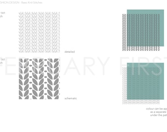 Basic Knit stitches library for Adobe Illustrator