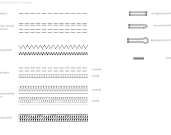 Vector machine stitches library for Adobe Illustrator