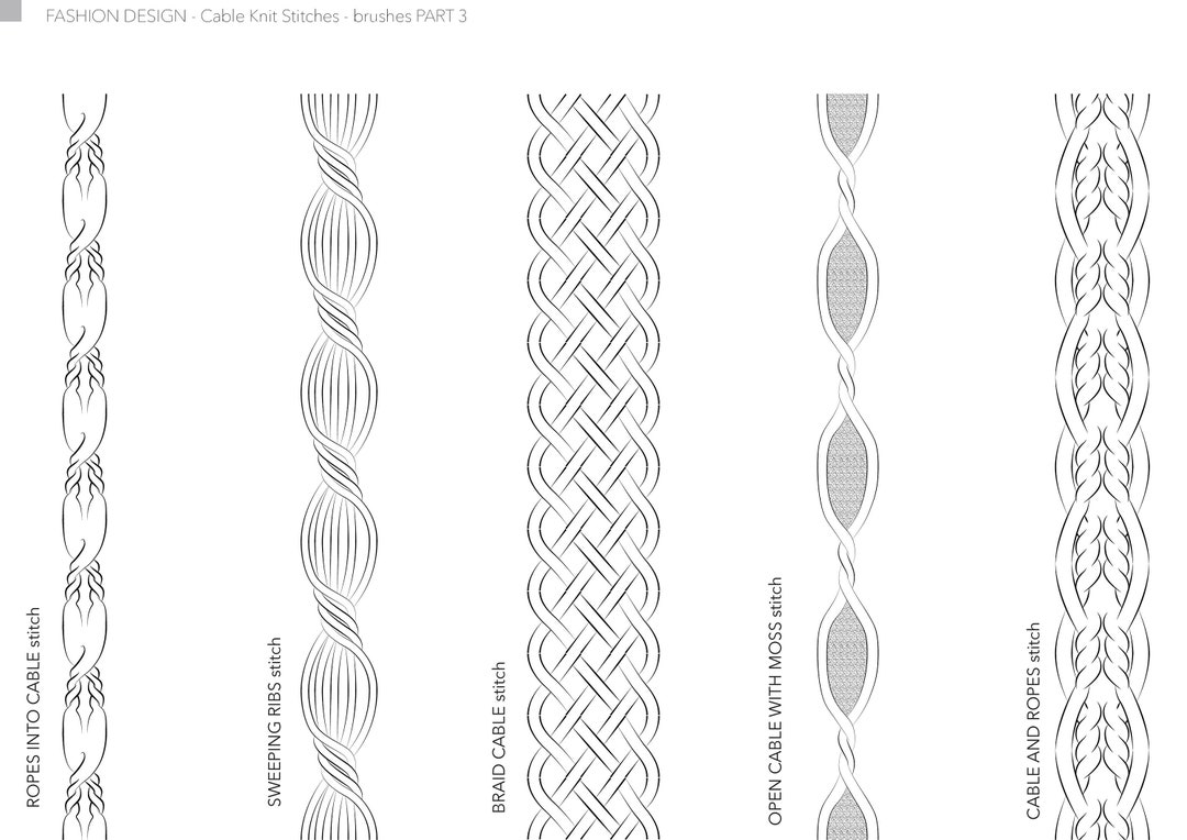 Cable Knit Stitches PART 3 Library for Adobe Illustrator Etsy