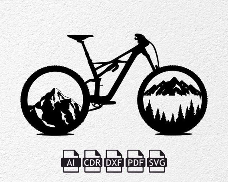 Mountain Bike Laser Cut Svg Dxf Files Wall Sticker Engraving Etsy Finland