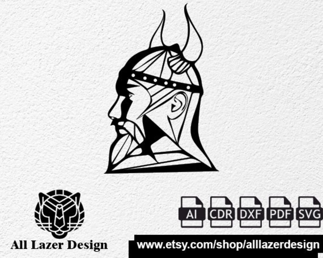 Viking Head Laser Cut Svg Dxf Files Wall Sticker Engraving - Etsy