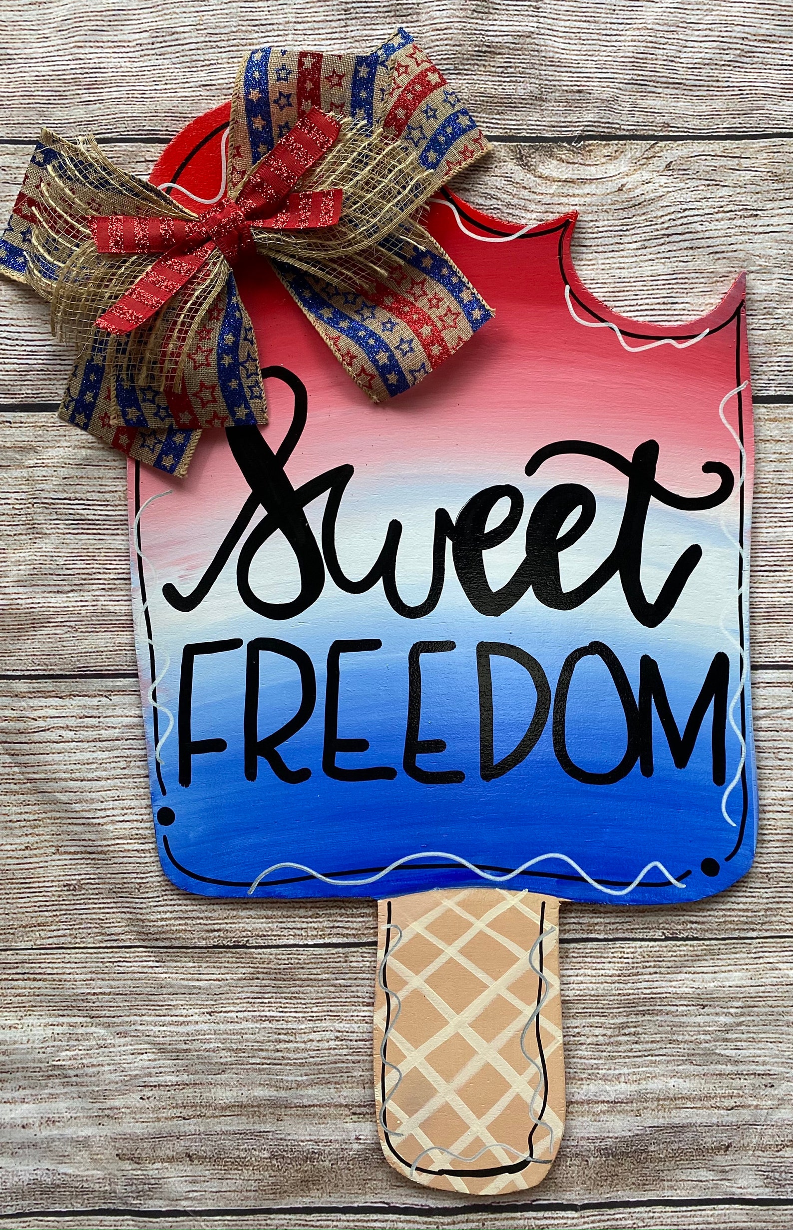 Sweet Freedom Popsicle Door Hanger Independence Day door sign | Etsy