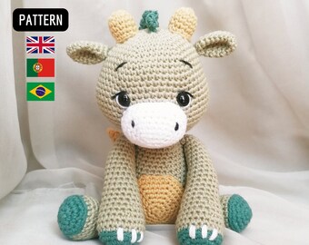 PATTERN Amigurumi Dragon Crochet, PDF with images (English and Portuguese)