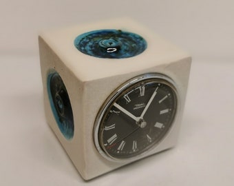Vintage Diehl Ceramic Table Clock, Space Age Decor, West Germany