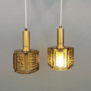Very beautiful glass pendants from Danish Vitrika with glass from Swedish Orrefors.  Danish, retro, vintage, 60s, crystal-glass
