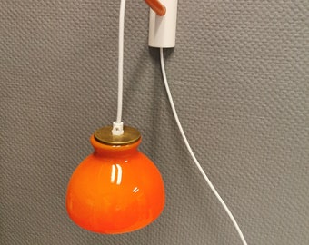 Holmegaard wall lamp in glass,  nice orange/red color, danish design, retro, vintage, 1970s