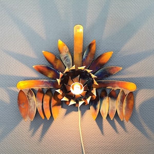 Danish, design, retro, vintage, walllamp, unique, from 1980, acid-treated stainless steel, EXTREMLY dekorative