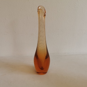 Vase orchidée doré/orange de Kastrup Glassworks, années 50. Design danois, rétro, vintage.
