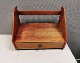 Wall shelf/bedside table in stained beech, designed by Hans J. Wegner