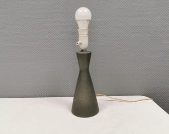 Vintage Danish Ceramic Table Lamp, 1970s, Green/Grey Glaze