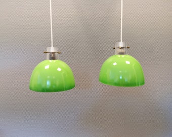 danish, design, retro, vintage, hanging lamps, crystal glass, LYFA, 70s, green, model Colora