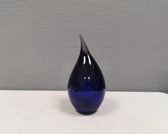 Hand-Blown Blue Purple Glass Drop Vase – Swedish/Finnish 1970s-80s
