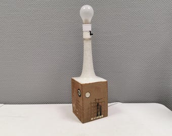 Brutalist Steingut Tischlampe, Stiil Dänemark 1970er Jahre Abstraktes Dekor
