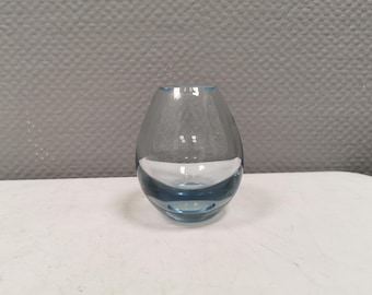 Holmegaard Hellas Akva Vase: Signed Ice Blue Glass, Danish Mid