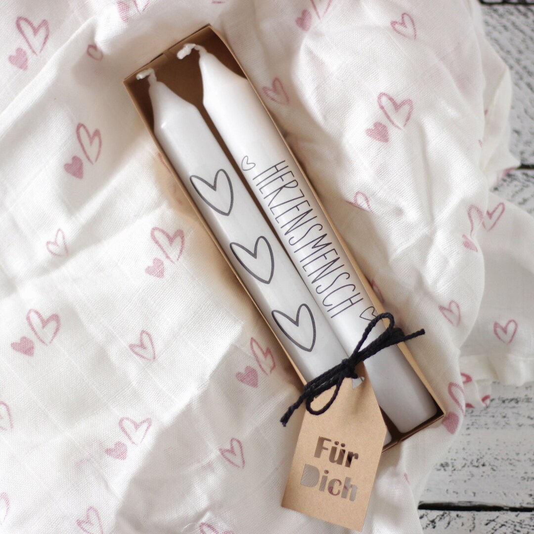 Kerzen mit Spruch und Herzen Stabkerzen bedruckt Etsy.de