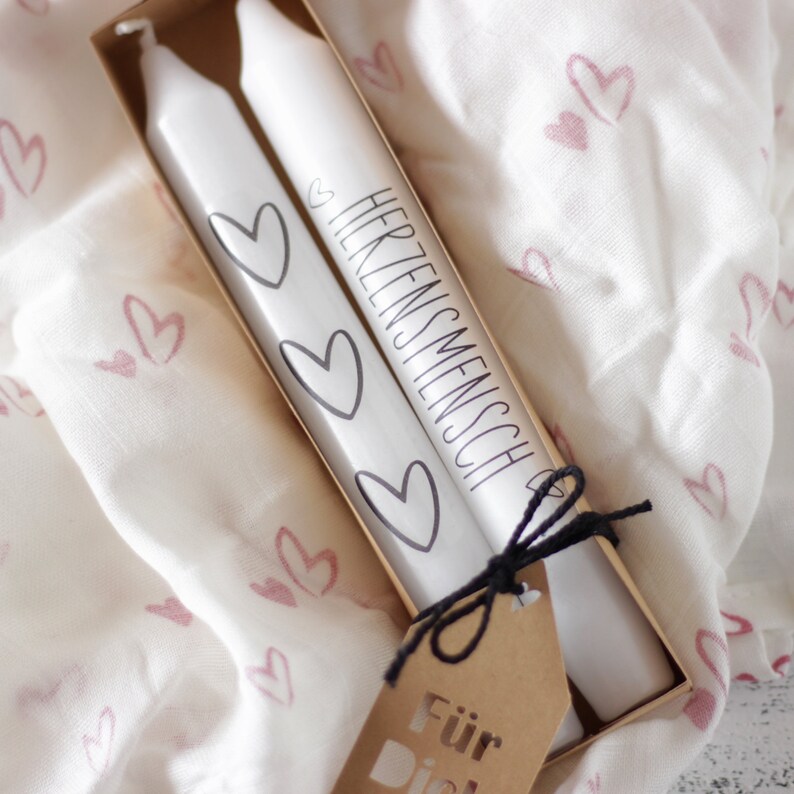Kerzen mit Spruch und Herzen Stabkerzen bedruckt Etsy.de