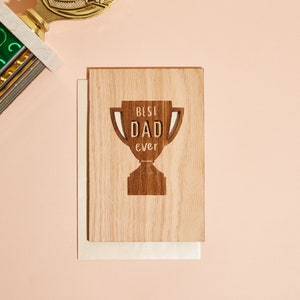 Meilleure carte en bois Dad Ever Trophy | Cadeaux personnalisés pour papa, message personnalisé, amour, fête des pères, anniversaire, juste parce que