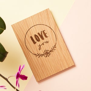 Love You Wood Card | Cadeaux personnalisés, Message personnalisé, Amour, Anniversaire, Mariage, Anniversaire, Juste parce que