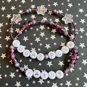 Sugar Plum Fairy Beaded Bracelets – Purple Glass, Star Charms, Holiday Jewelry image 8