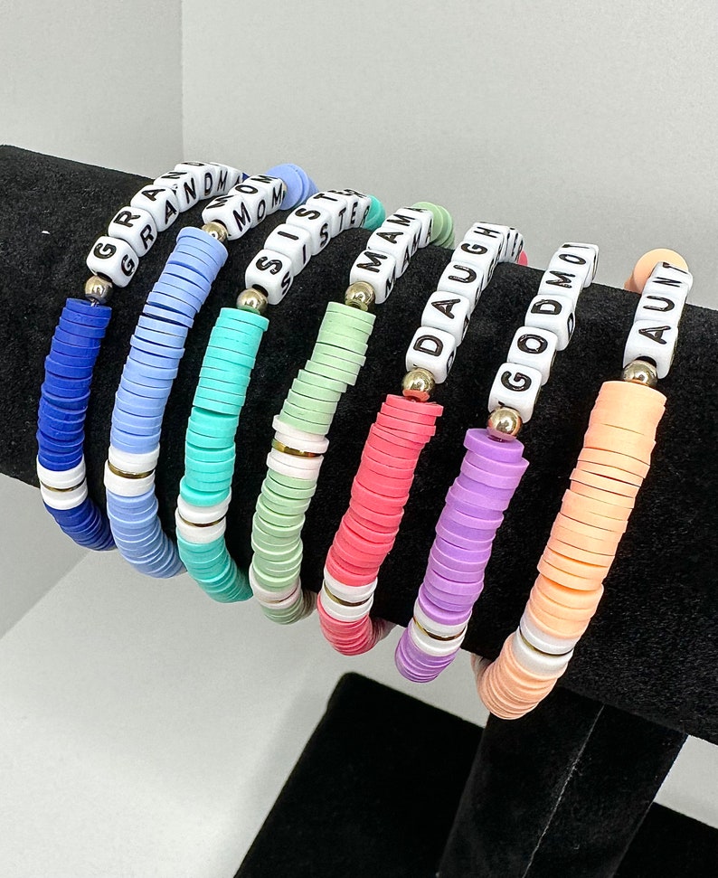 Customized Personalized Name Bracelets Heishi Clay Disc Jewelry Gift ...