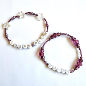 Sugar Plum Fairy Beaded Bracelets – Purple Glass, Star Charms, Holiday Jewelry image 2