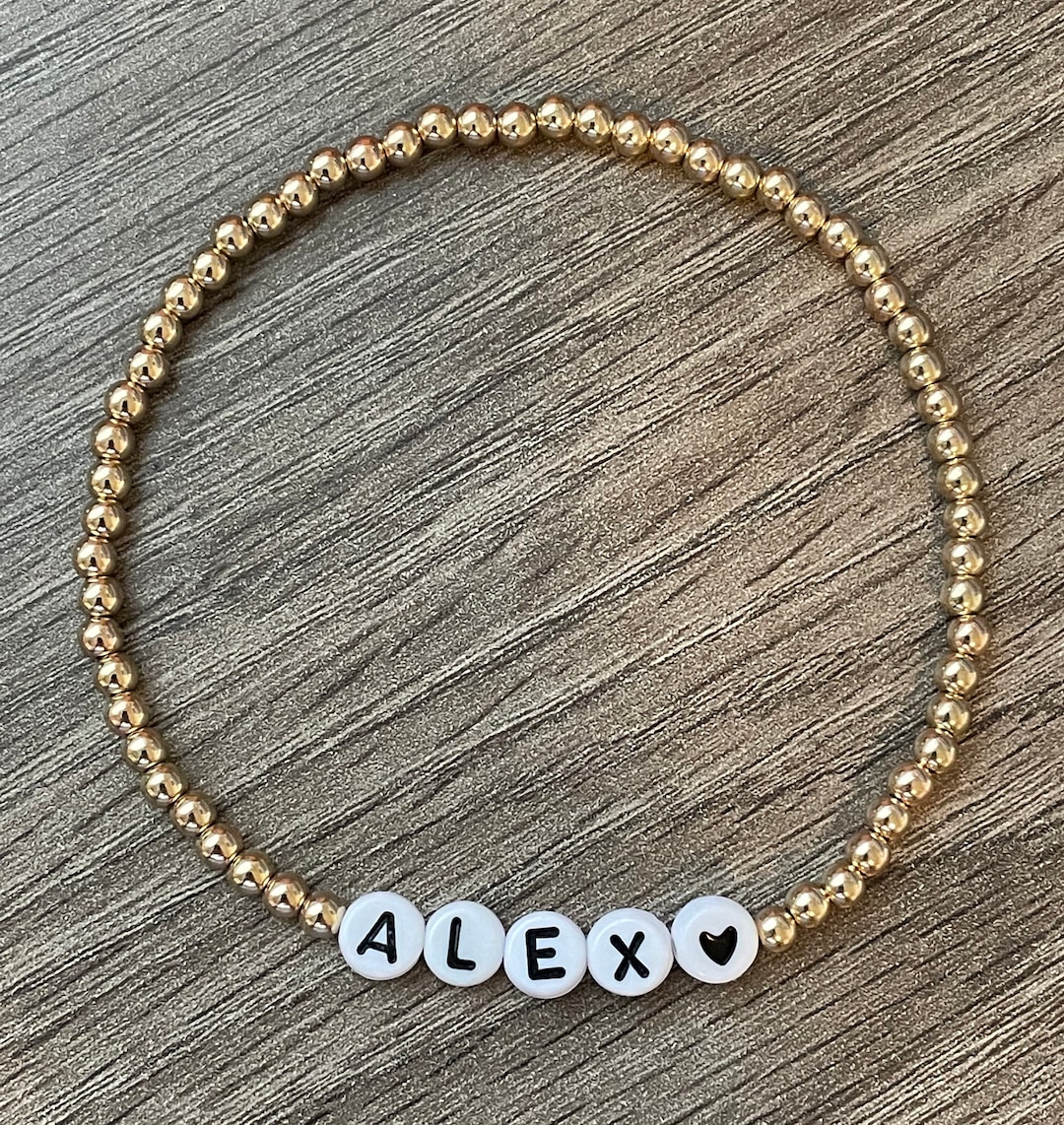 Custom Name Personalized Bracelet Gold Color Dainty Delicate Beaded ...