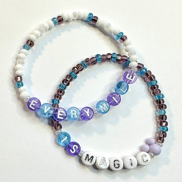 Every Mile Is Magic Mouse Ears Bracelets Marathon Weekend Run Race Motivational Inspired Theme Park Apparel Pastel Beaded Stackable Stretchy
