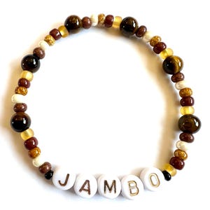 Jambo Beaded Stretch Bracelet: Swahili Greeting, Safari Vacation Jewelry