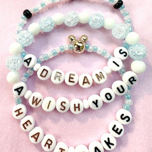 A Dream Is A Wish Your Heart Makes Bracelet Stackable Layering Set Princess Theme Park Style Park Day Girl Essentials Mouse Ears Jewelry