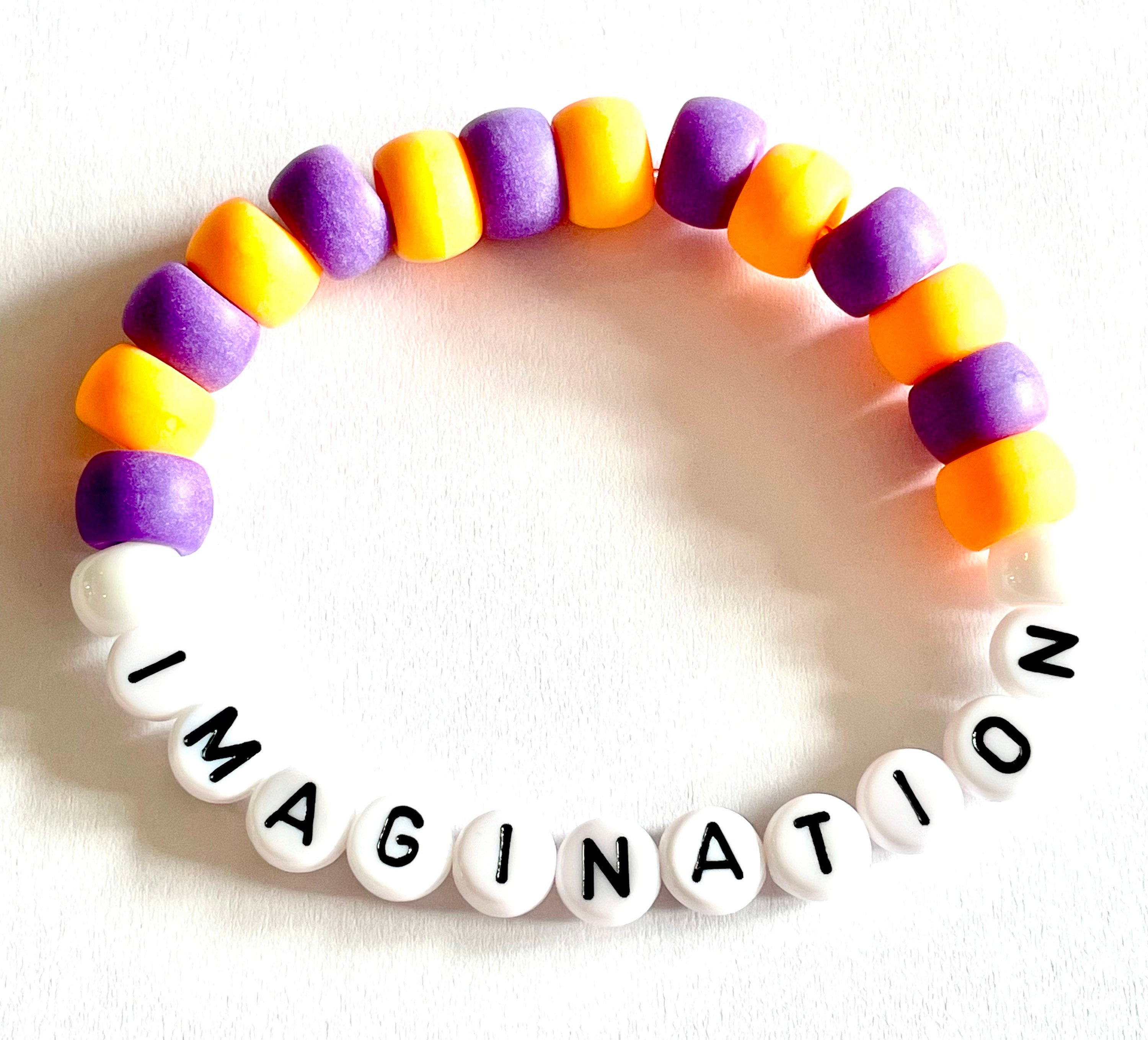 Imagination Art Festival Inspired Bracelet Pony Beads Stretchy Custom Word  Letter Jewelry Figment of the Imagination 
