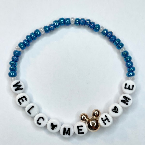 Welcome Home Mouse Ears Bracelet DVC Vacation Club Member Resort Theme Park Style Beaded Stretchy