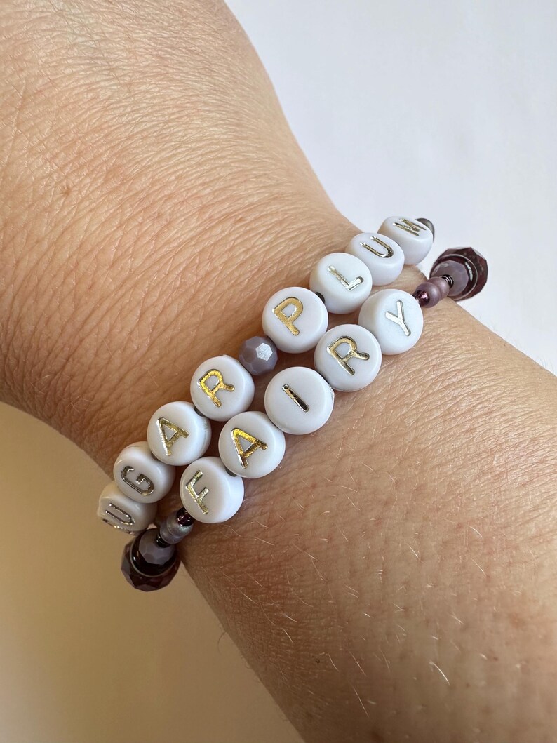 Sugar Plum Fairy Beaded Bracelets – Purple Glass, Star Charms, Holiday Jewelry image 4