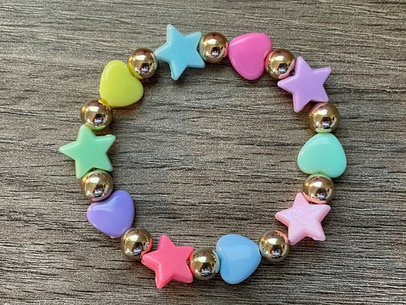 4pcs Girls Star & Heart Decor Beaded Bracelet