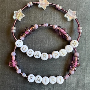 Sugar Plum Fairy Beaded Bracelets – Purple Glass, Star Charms, Holiday Jewelry image 7