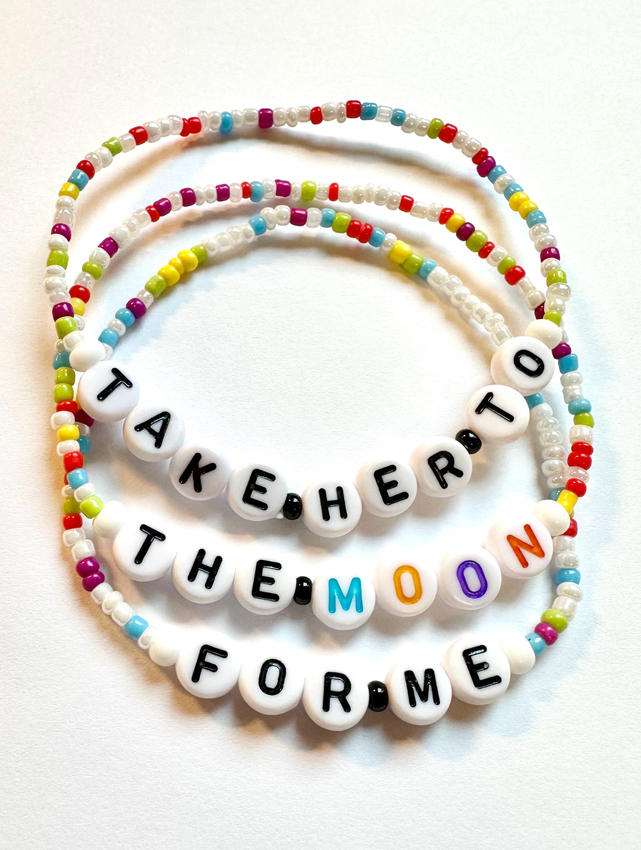 Take Her to the Moon for Me Bracelet Layered Stack Set Quote Word