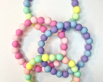 Pastel Beaded Bracelet: Bubble Gum Kandi Kawaii Stretch Jewelry