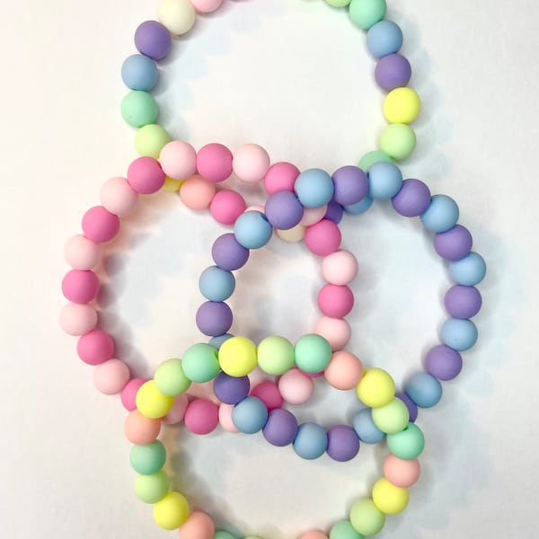 Bubble Gum Kandi Kawaii Bracelets Plastic Pastel Stackable Layering Beaded Stretch Arm Candy Trendy Rave Girly Theme Park Style Jewelry