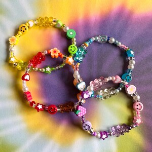 Y2K 90s Nostalgia Beaded Bracelet Stack: Smiley Face, Gummy Bear, Fruit Charm Nostalgic Millennial Jewelry image 8