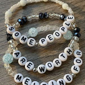 Snowman Bracelet Stack Some People Are Worth Melting For Layered Stackable Winter Frozen Cold Theme Snow Park Bound Character Jewelry Words