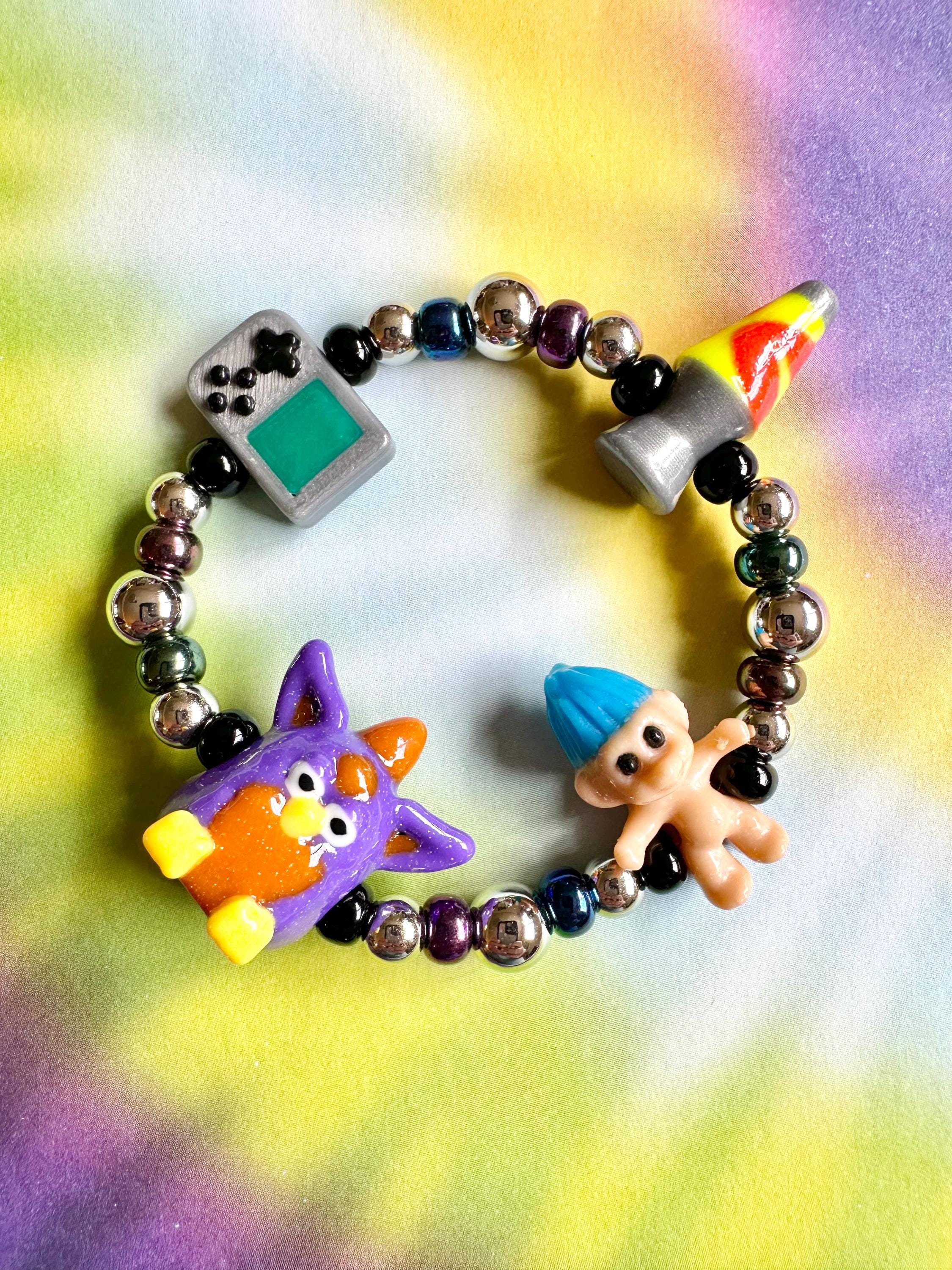 90s Nostalgia Charm Bracelet: Vintage Toy Kandi Style - Etsy