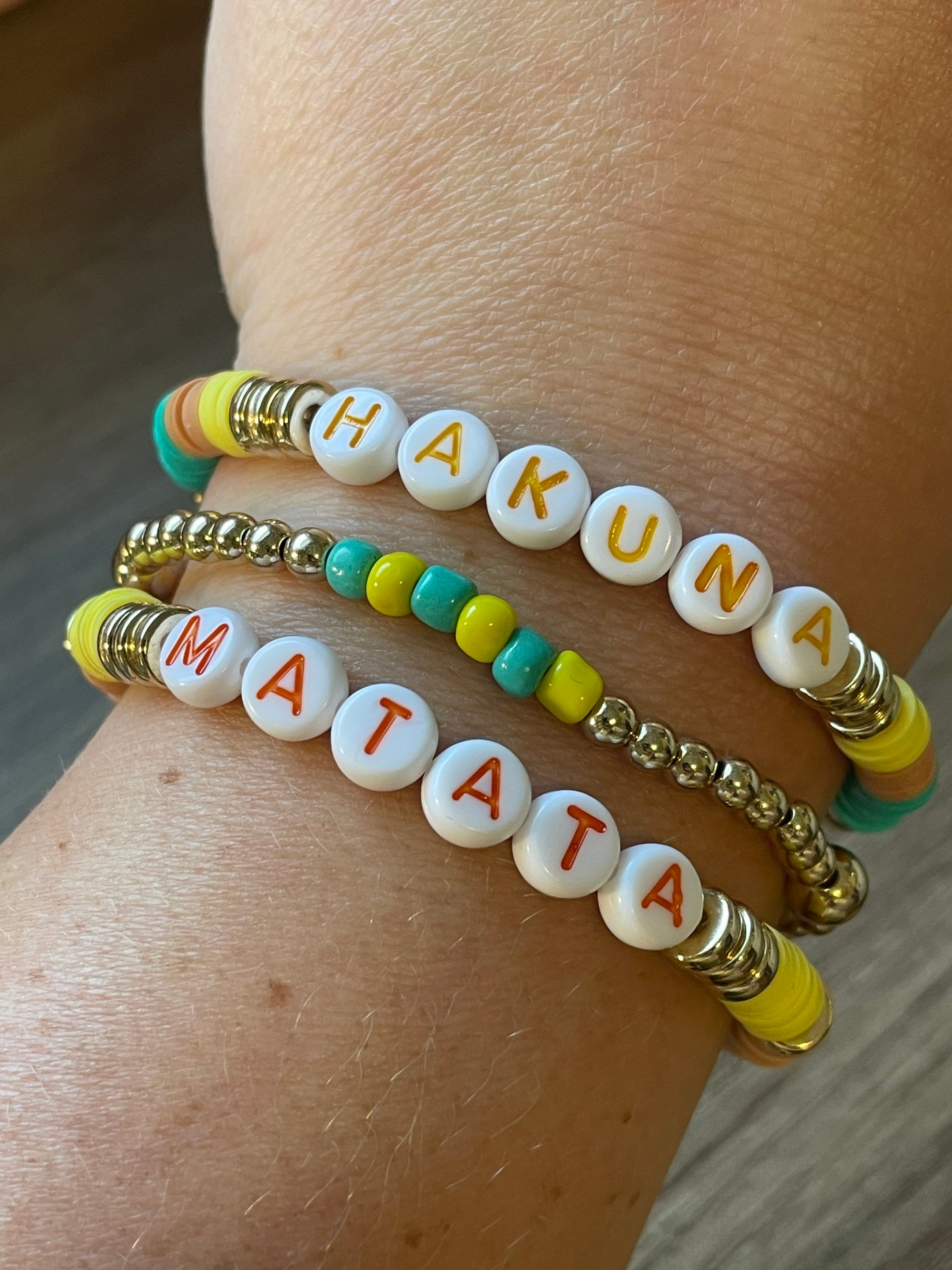 Hakuna Matata Custom Bracelet Stack Stretch Disney Inspired Heishi