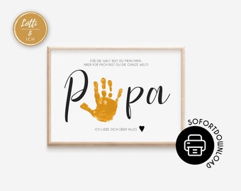 Regalo per la festa del papà | Modello di impronta della mano | Regalo per papà | Download digitale per la stampa