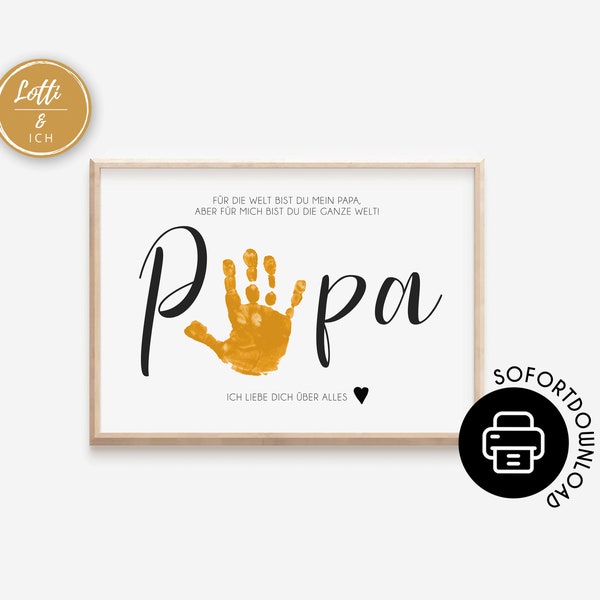 Regalo per la festa del papà | Modello di impronta della mano | Regalo per papà | Download digitale per la stampa